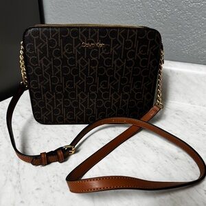Brown Calvin Klein crossbody purse